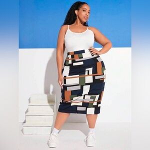 Emery Rose Geo Print Pencil Skirt